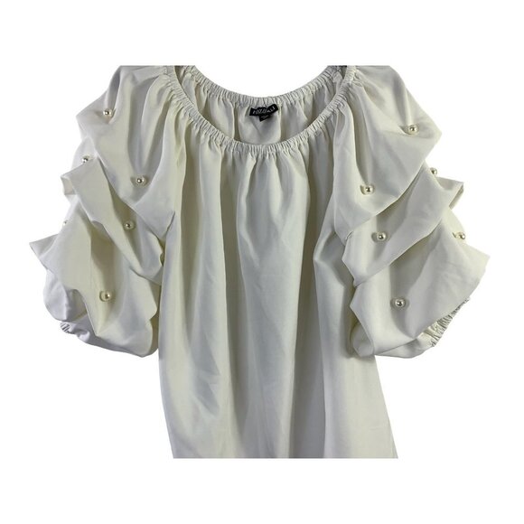 Roz & Ali Women's Ruffled Pearl Blouse - Picture 3 of 7